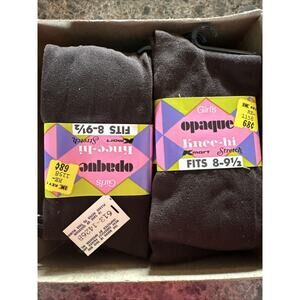 NWT Vintage Girl’s Nylon Knee High Socks Red Deadstock 12 Pair In Box Brown